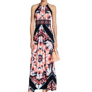 London Times Petite Women's Techno Prism Print Maxi Dress in size US 10P $128